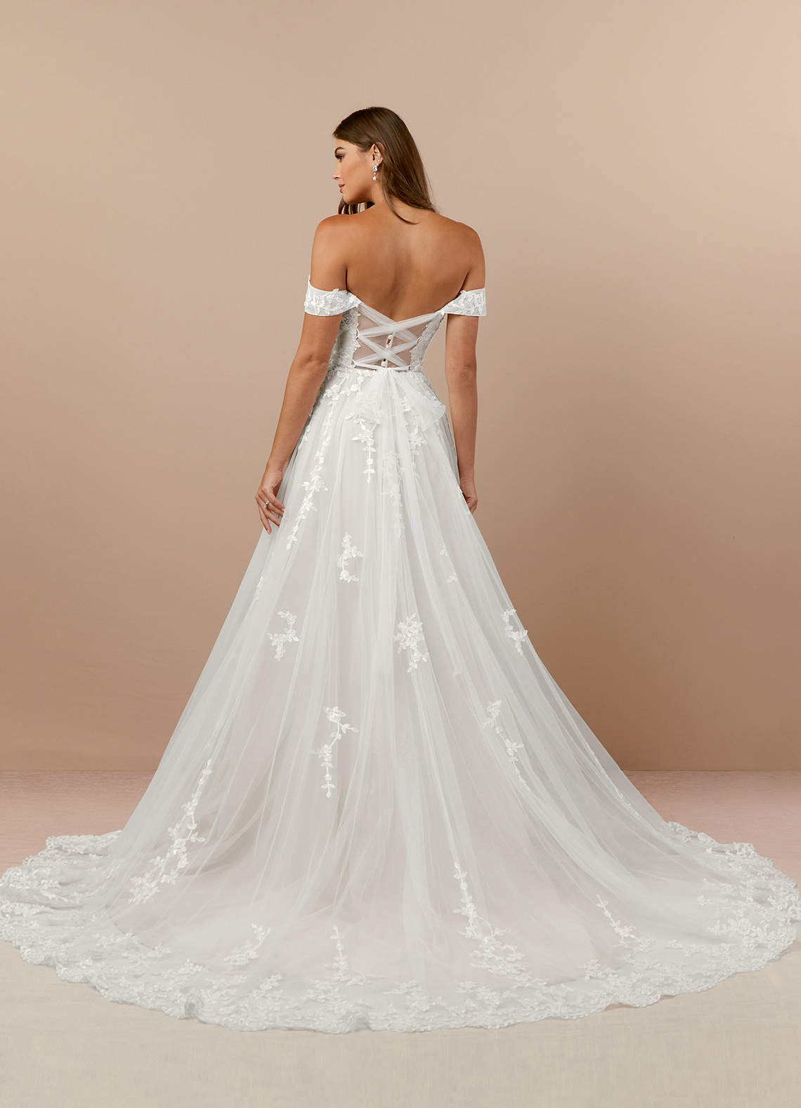 Diamond White A-Line Off the Shoulder Tulle Dress