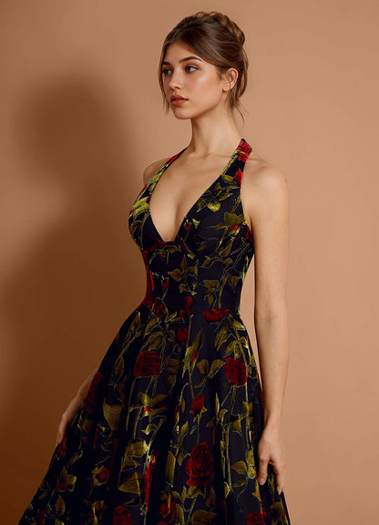 Anouk Black Multi Midi Dress  Dress