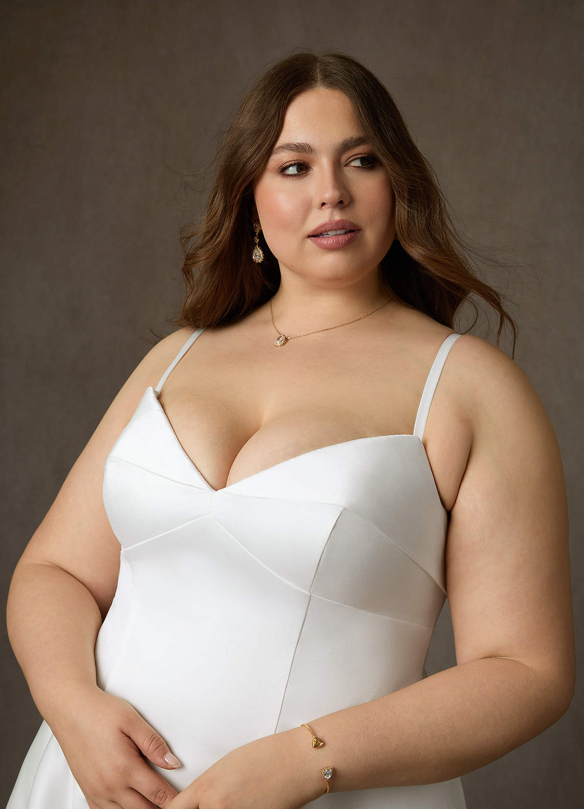 Diamond White A-Line Strapless Satin Dress