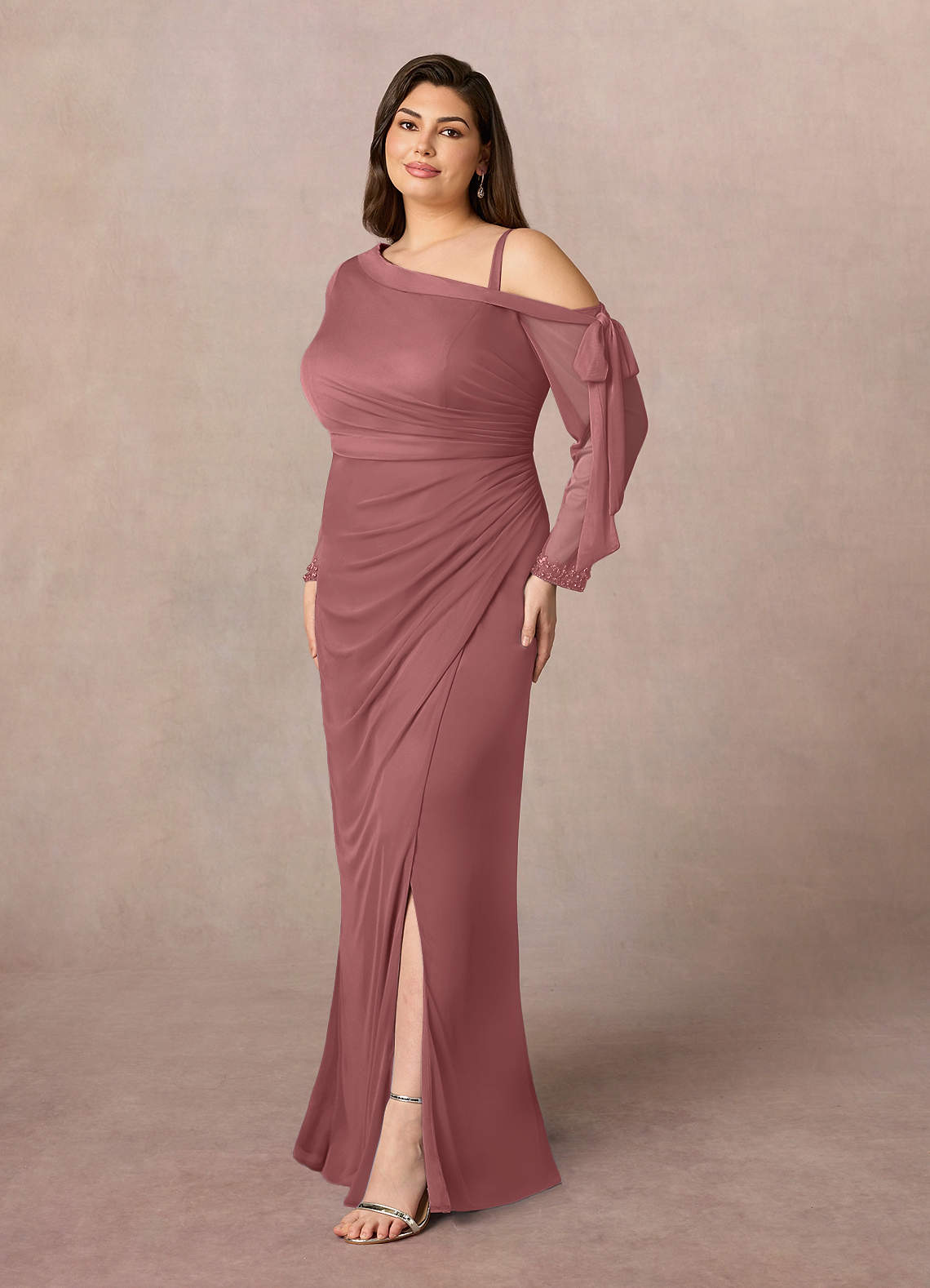 Desert Rose Sheath One Shoulder Mesh Dress