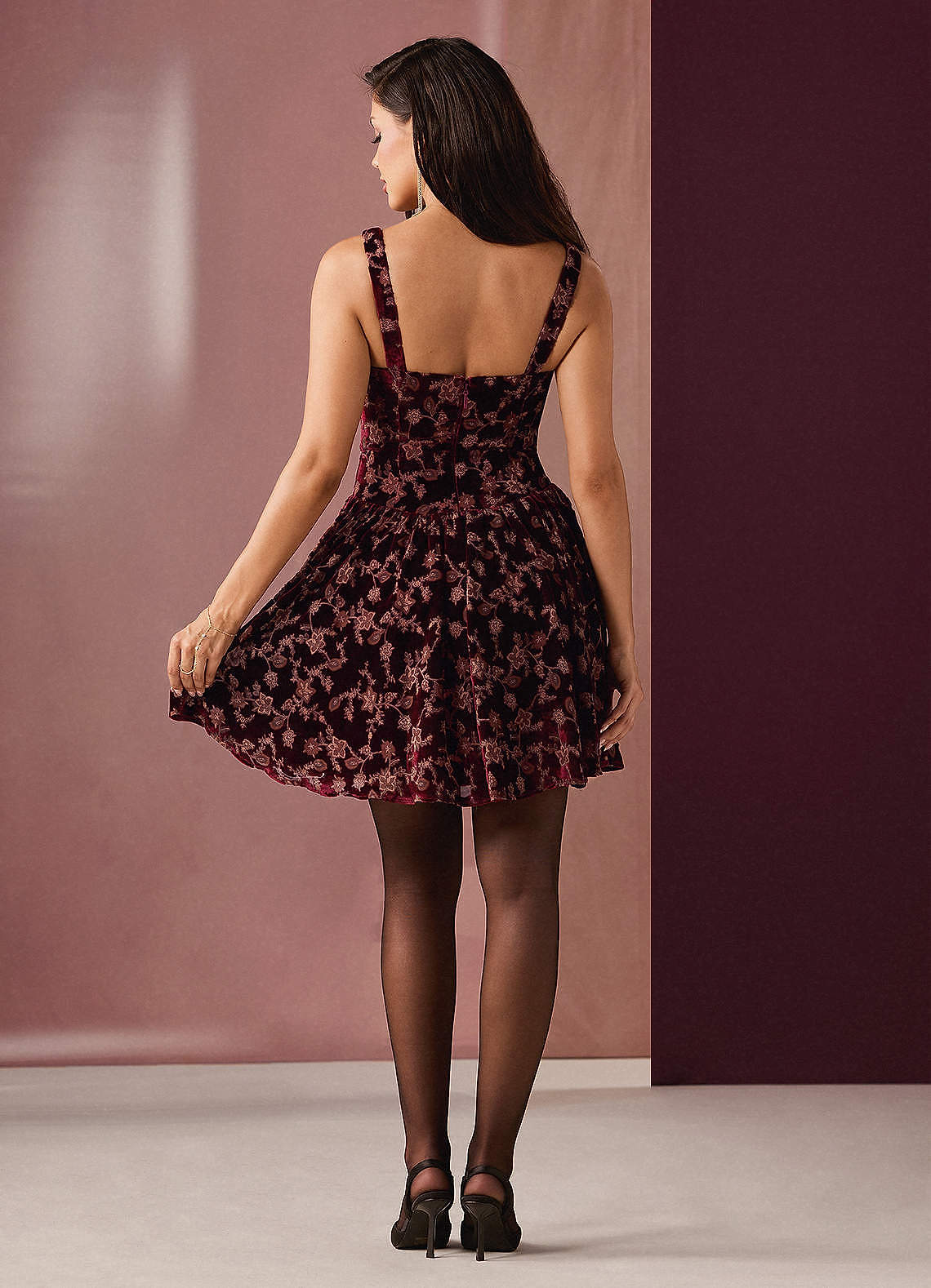 Vittoria Wine Multi Mini Dress  Dress