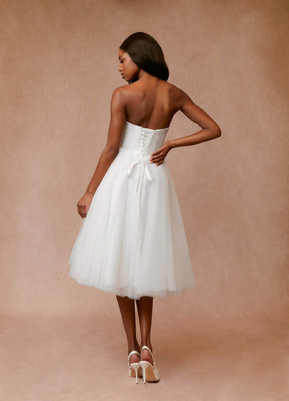 Diamond White A-Line Sweetheart Neckline Tulle Dress