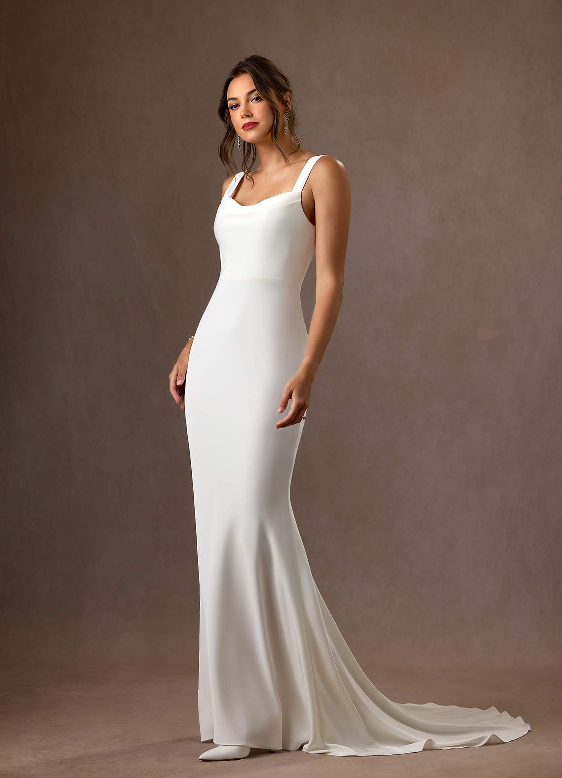 Diamond White Mermaid Crepe Back Satin Dress