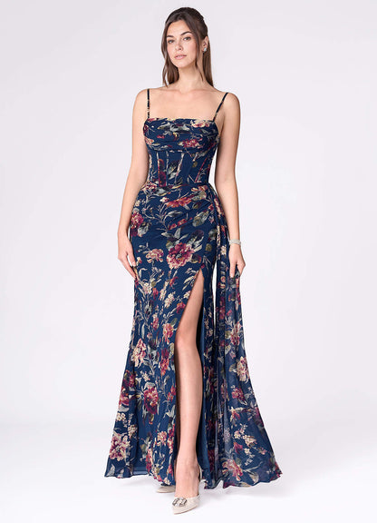 Aurra Navy Multi Maxi Dress