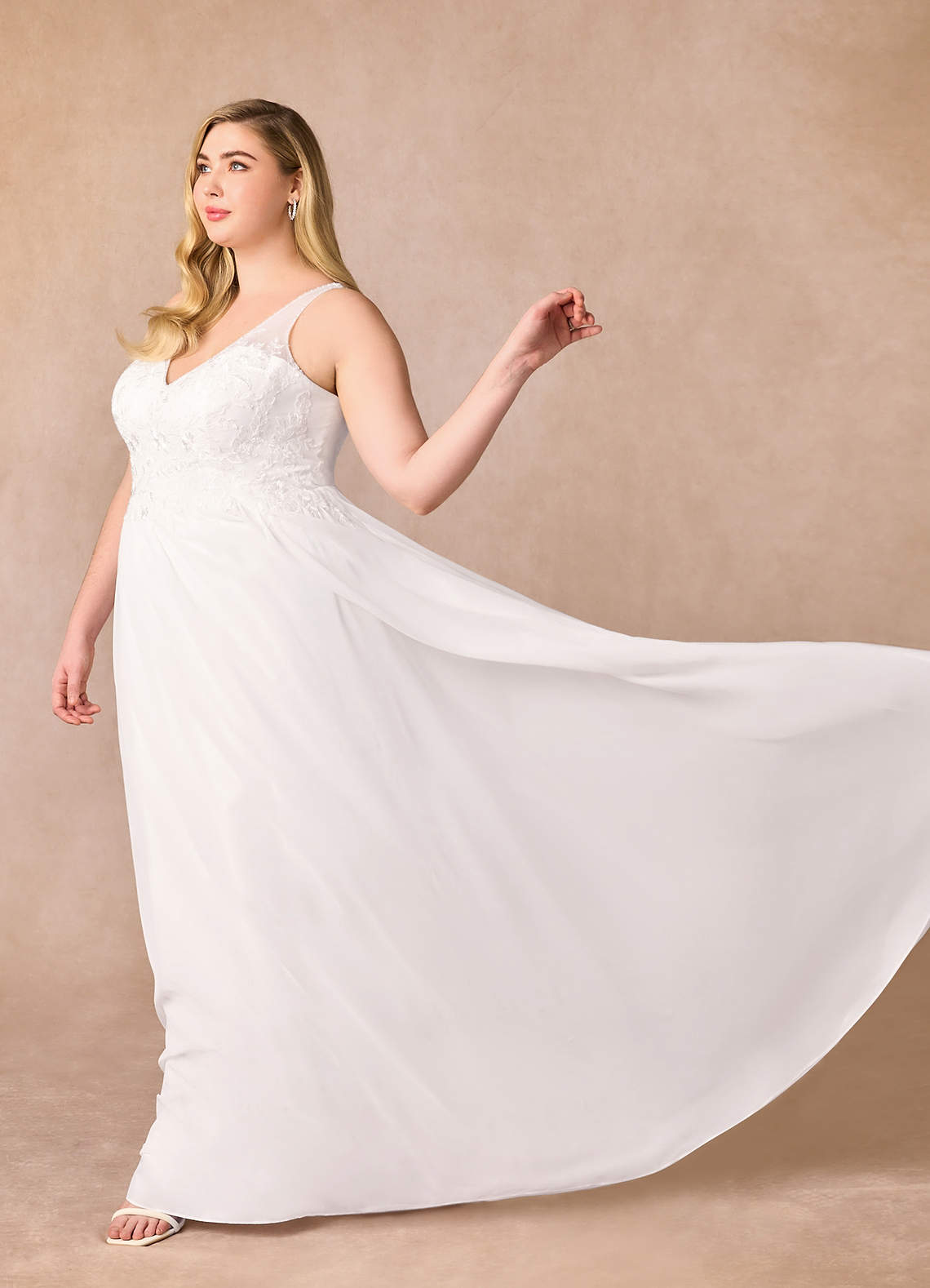 Diamond White A-Line Sequins Chiffon Dress