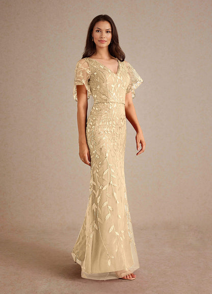 Champagne Sheath Sequins Dress