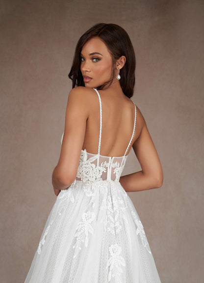 Diamond White A-Line Sequins Tulle Dress