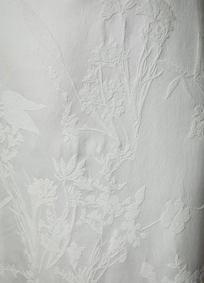 Diamond White Sheath Strapless Floral Jacquard Dress