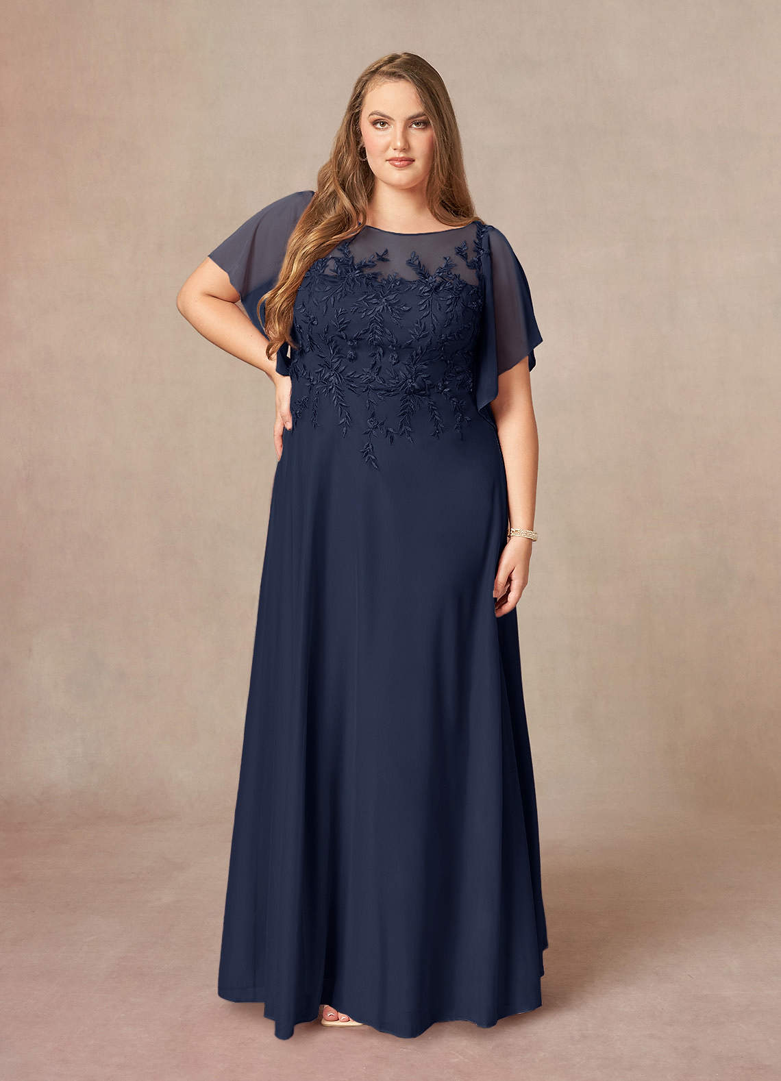 Dark Navy A-Line Sequins Mesh Dress