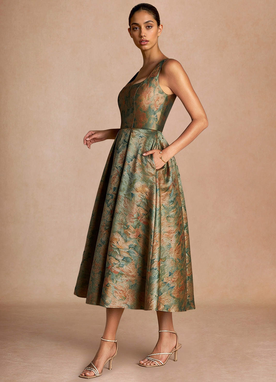 Ainslee Vintage Teal Midi Dress