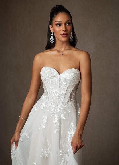 Diamond White A-Line Sequins Tulle Dress