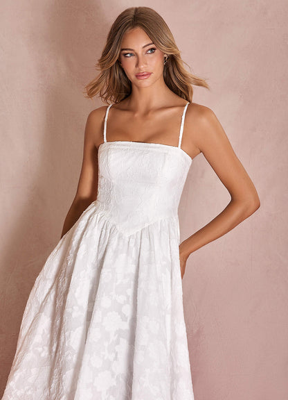 Nora White Midi Dress  Dress