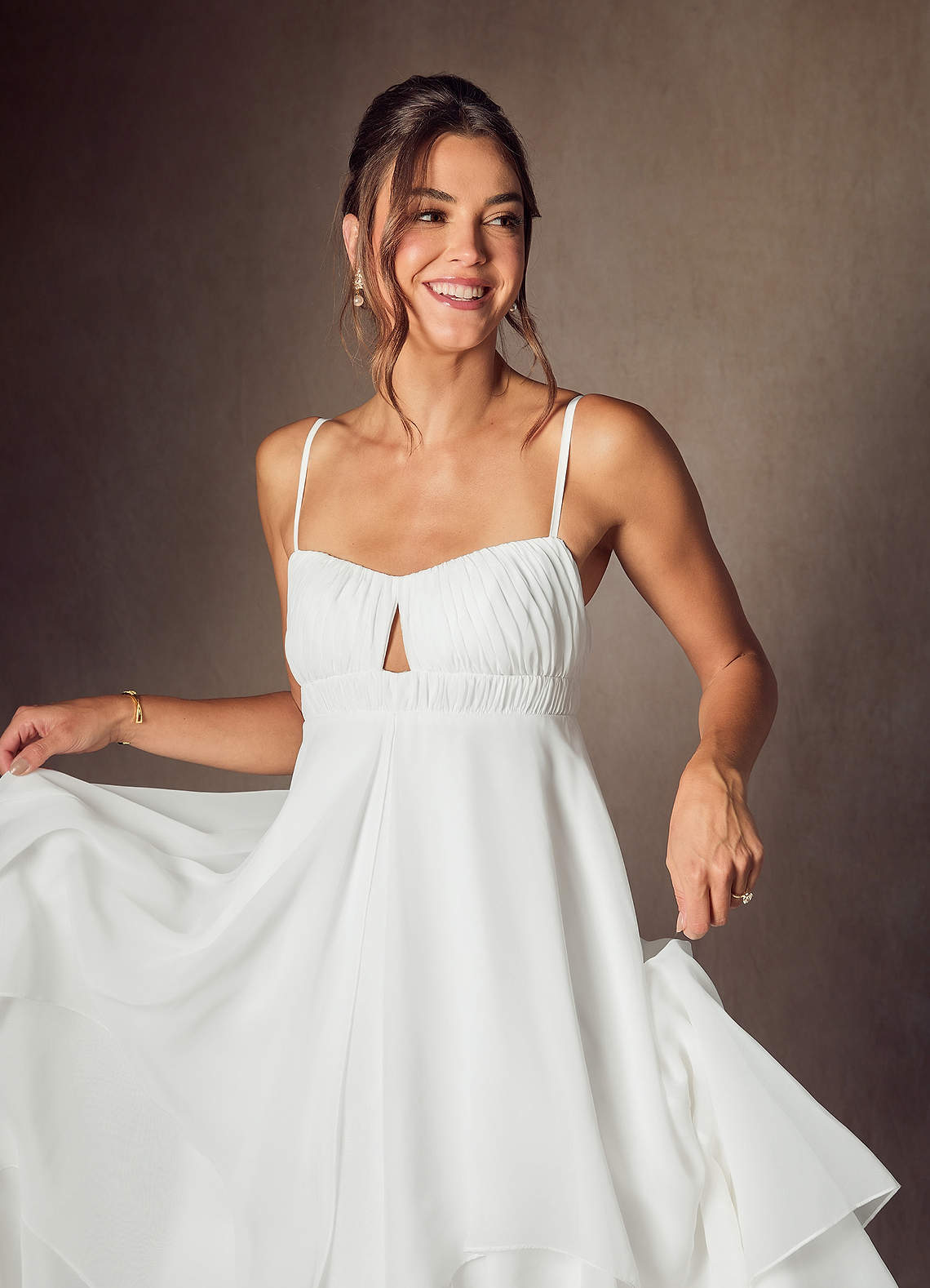 Diamond White A-Line Sweetheart Neckline Chiffon Dress