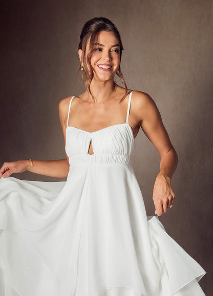 Diamond White A-Line Sweetheart Neckline Chiffon Dress