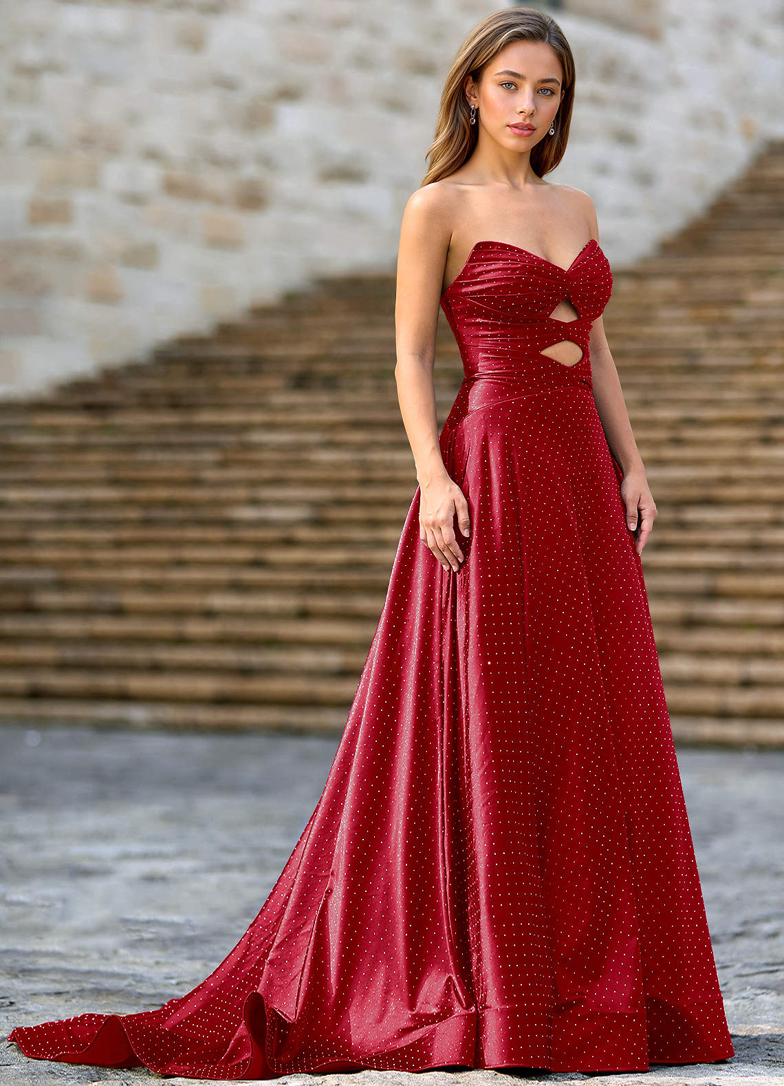 Ione Red A-Line Prom Dress