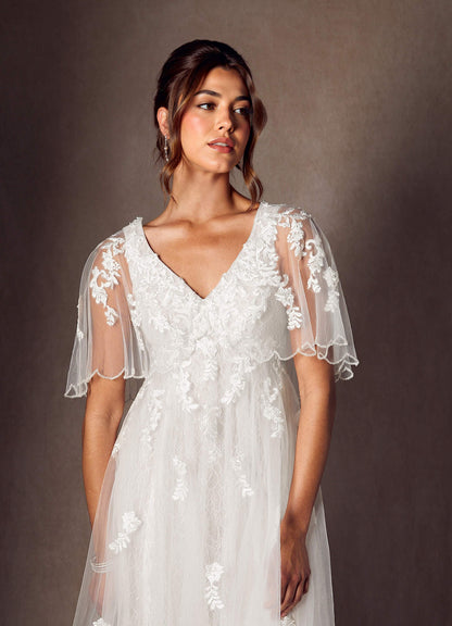 Diamond White A-Line Sequins Tulle Dress
