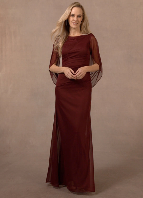Champagne Mermaid Scoop Pleated Mesh Dress
