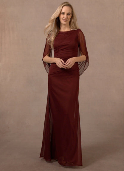 Champagne Mermaid Scoop Pleated Mesh Dress