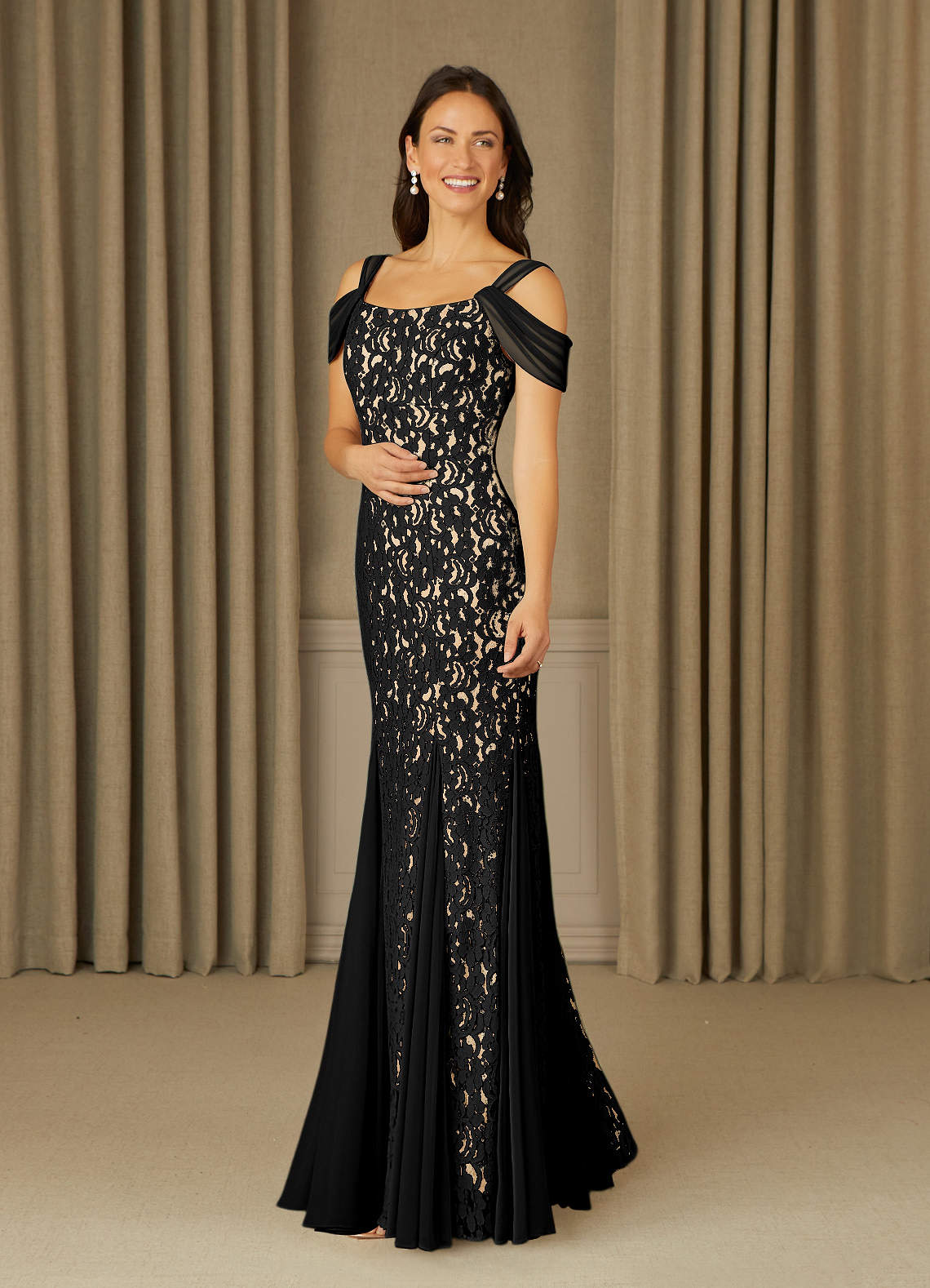 Black Mermaid Off the Shoulder Lace Dress