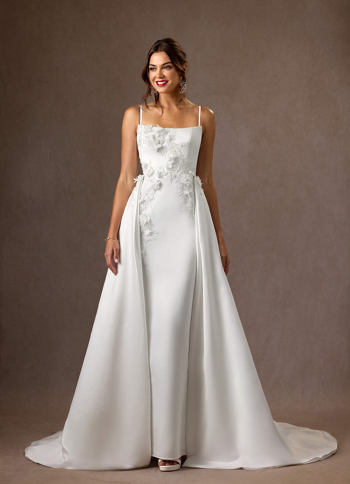 Diamond White Mermaid Strapless Matte Satin Dress
