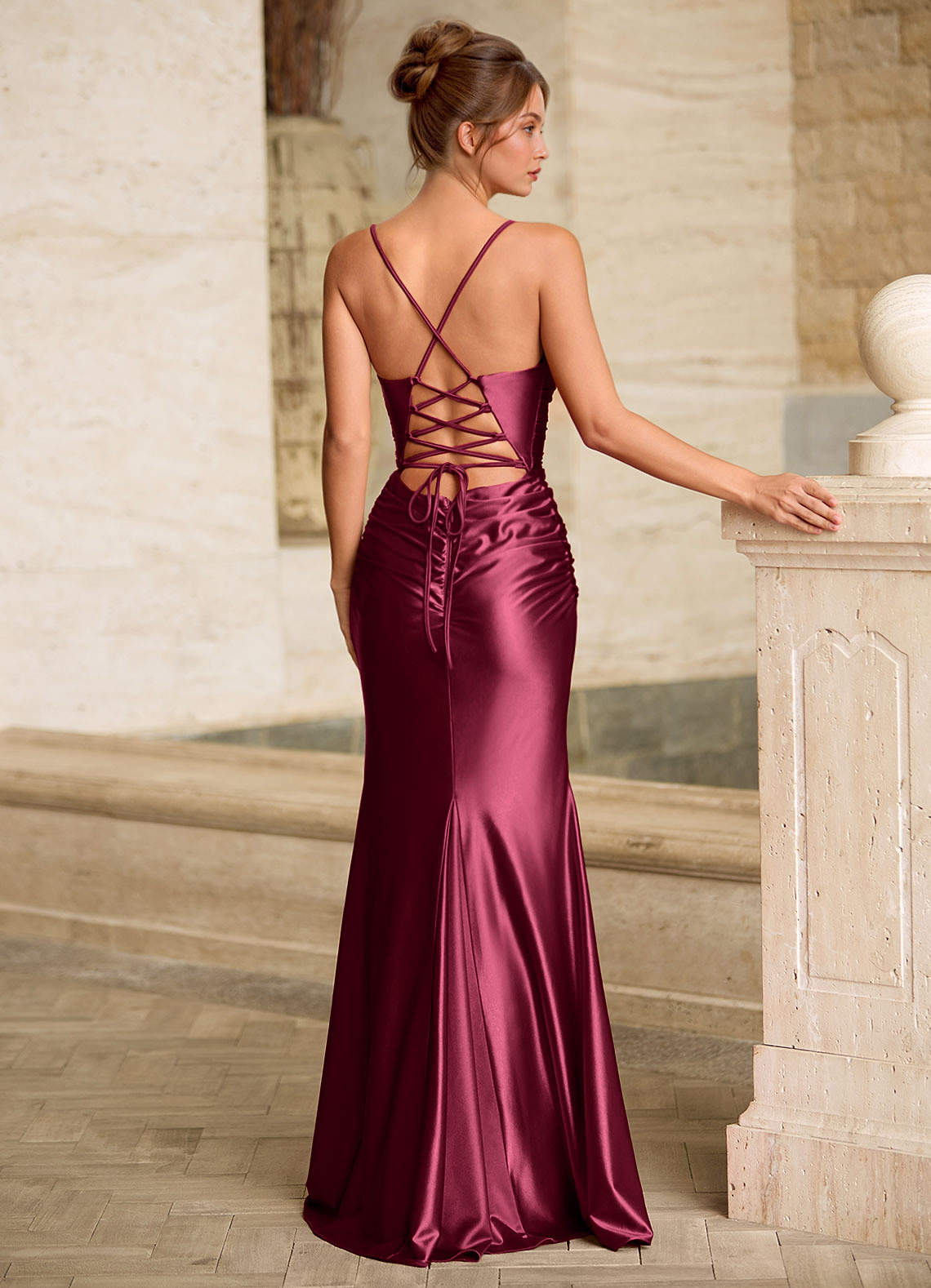 Scarlett Ankara Red Backless Lace-Up Mermaid Prom Dress