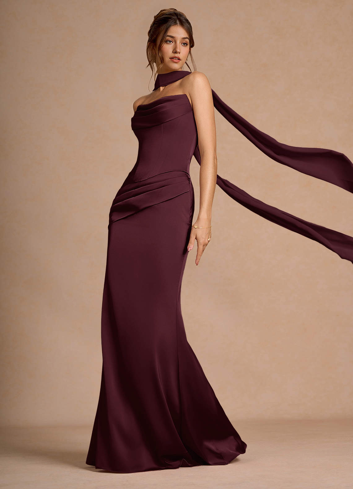 Sorrel Wine Corset Two-Piece Sets  Dress