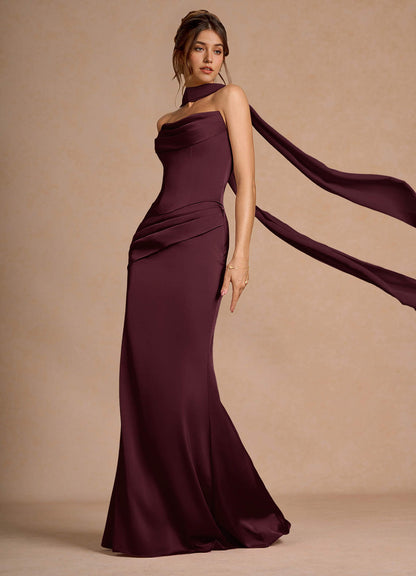 Sorrel Wine Corset Two-Piece Sets  Dress