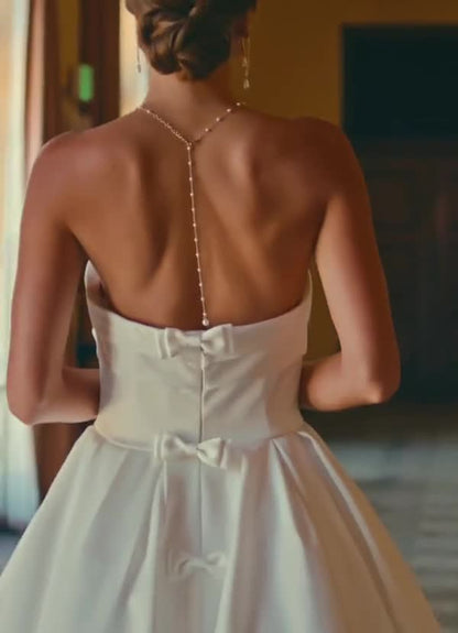 Diamond White Ball-Gown Strapless Double Faced Satin Dress