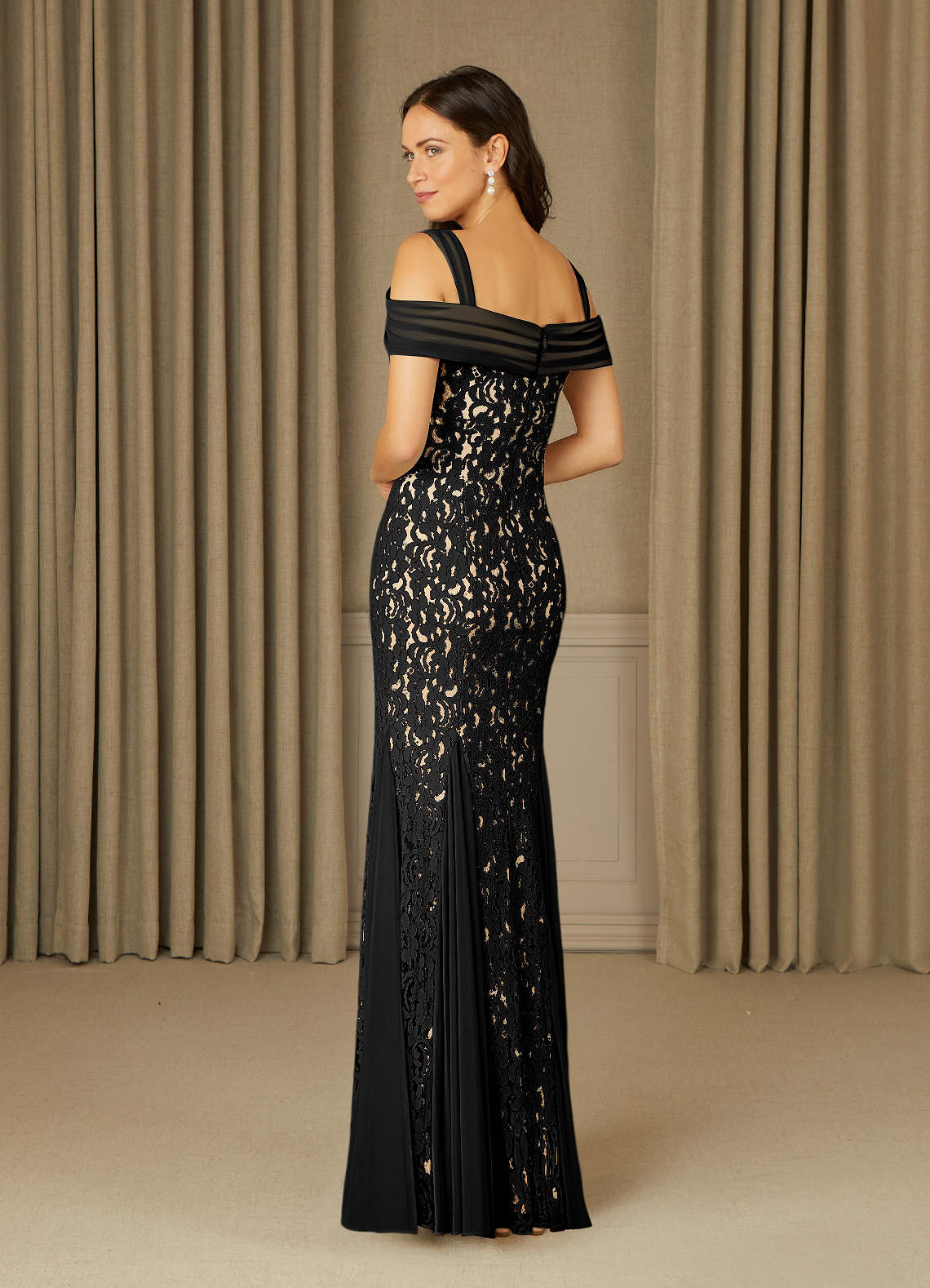 Black Mermaid Off the Shoulder Lace Dress
