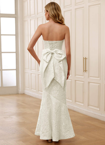 Jiral Cream Mermaid Jacquard Prom Dress