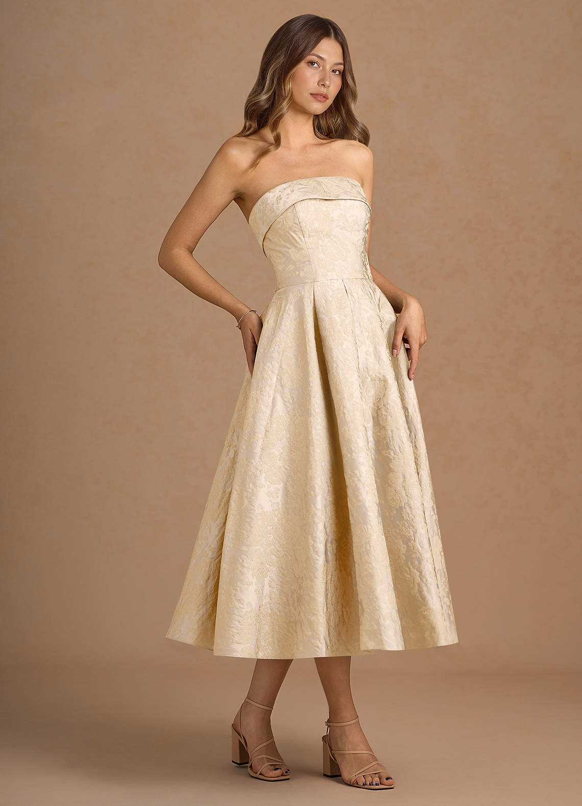 Cecilia Vintage Champagne Midi Dress