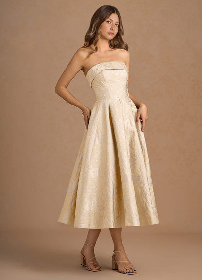Cecilia Vintage Champagne Midi Dress