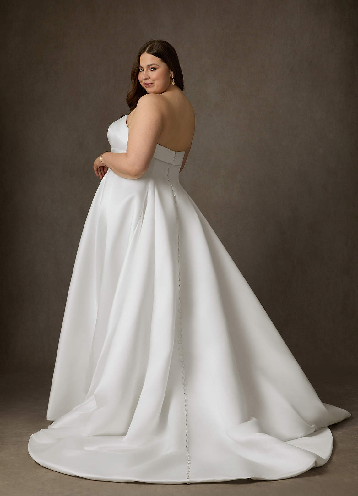 Diamond White A-Line Strapless Satin Dress