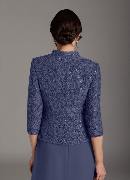 Stormy Sheath Square Neckline Sequins Chiffon Dress