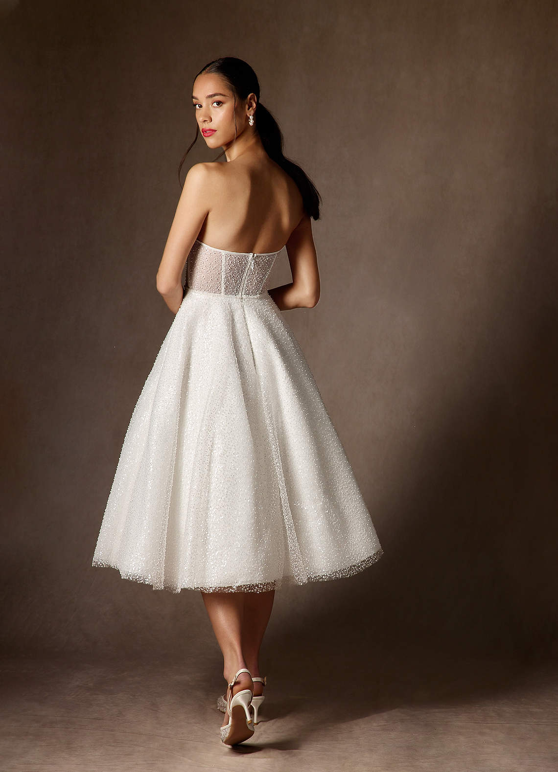 Diamond White A-Line Strapless Beading Dress