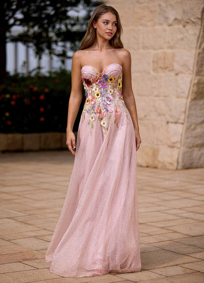 Broderie Dusty Pink Off-The-Shoulder Prom Dress  Dress