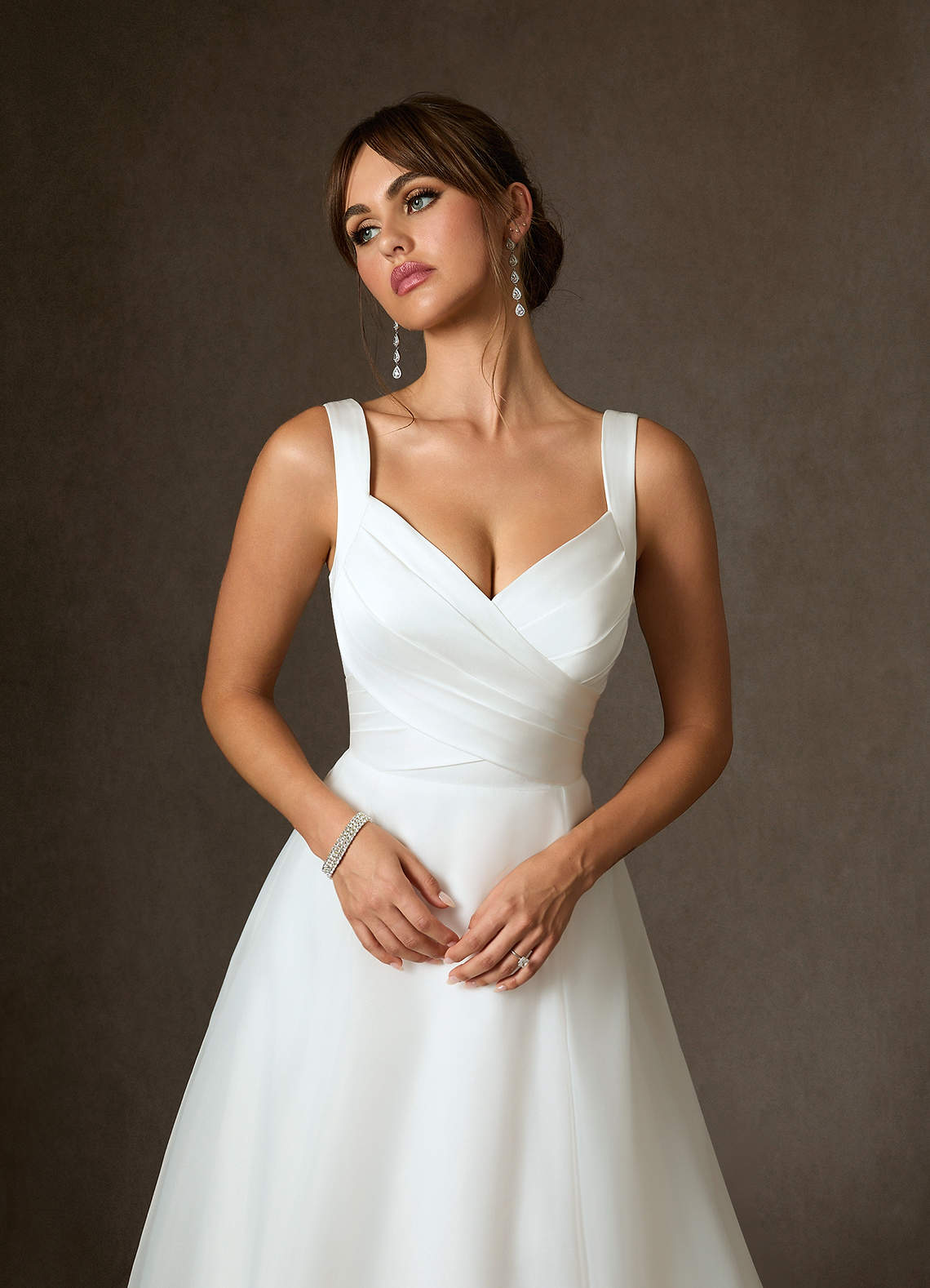 Diamond White A-Line Sweetheart Neckline Stretch Satin Dress