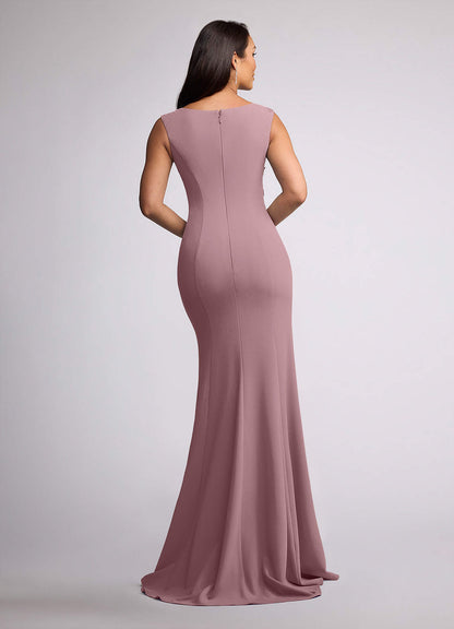 Dusty Rose Mermaid Sequins Lace Dress