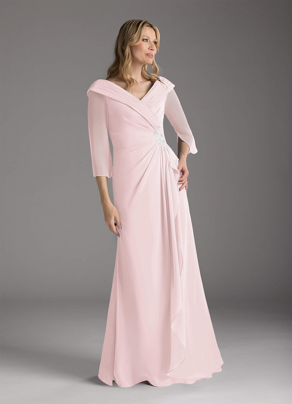 Blushing Pink A-Line Chiffon Dress