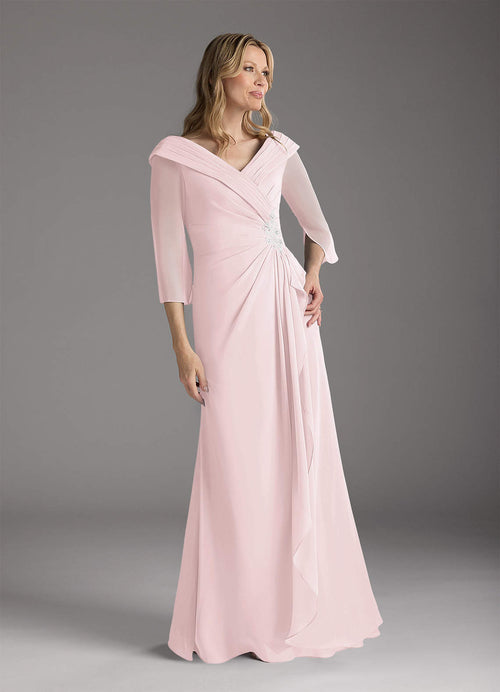 Blushing Pink A-Line Chiffon Dress