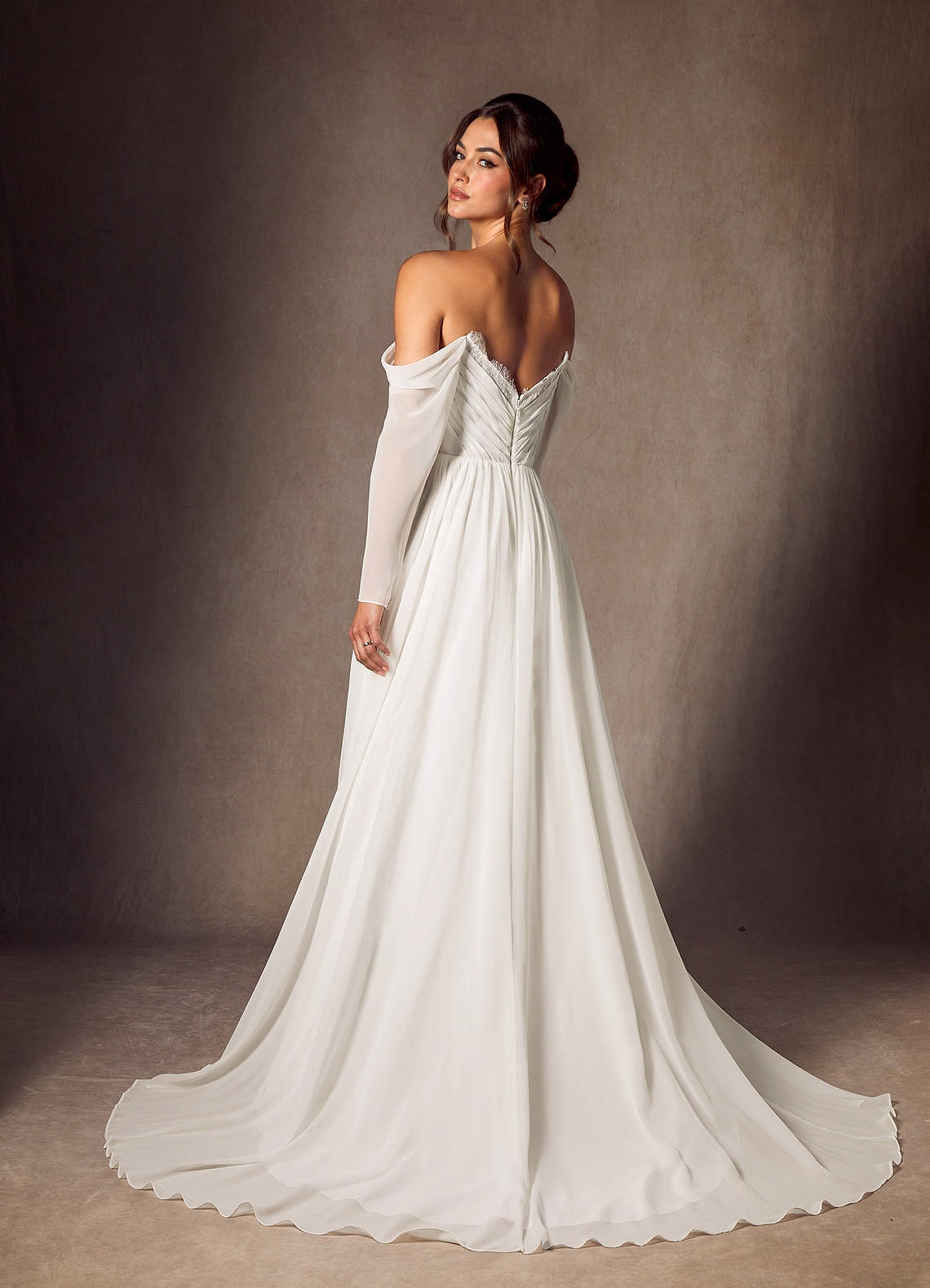 Cream A-Line Sweetheart lace Chiffon Dress