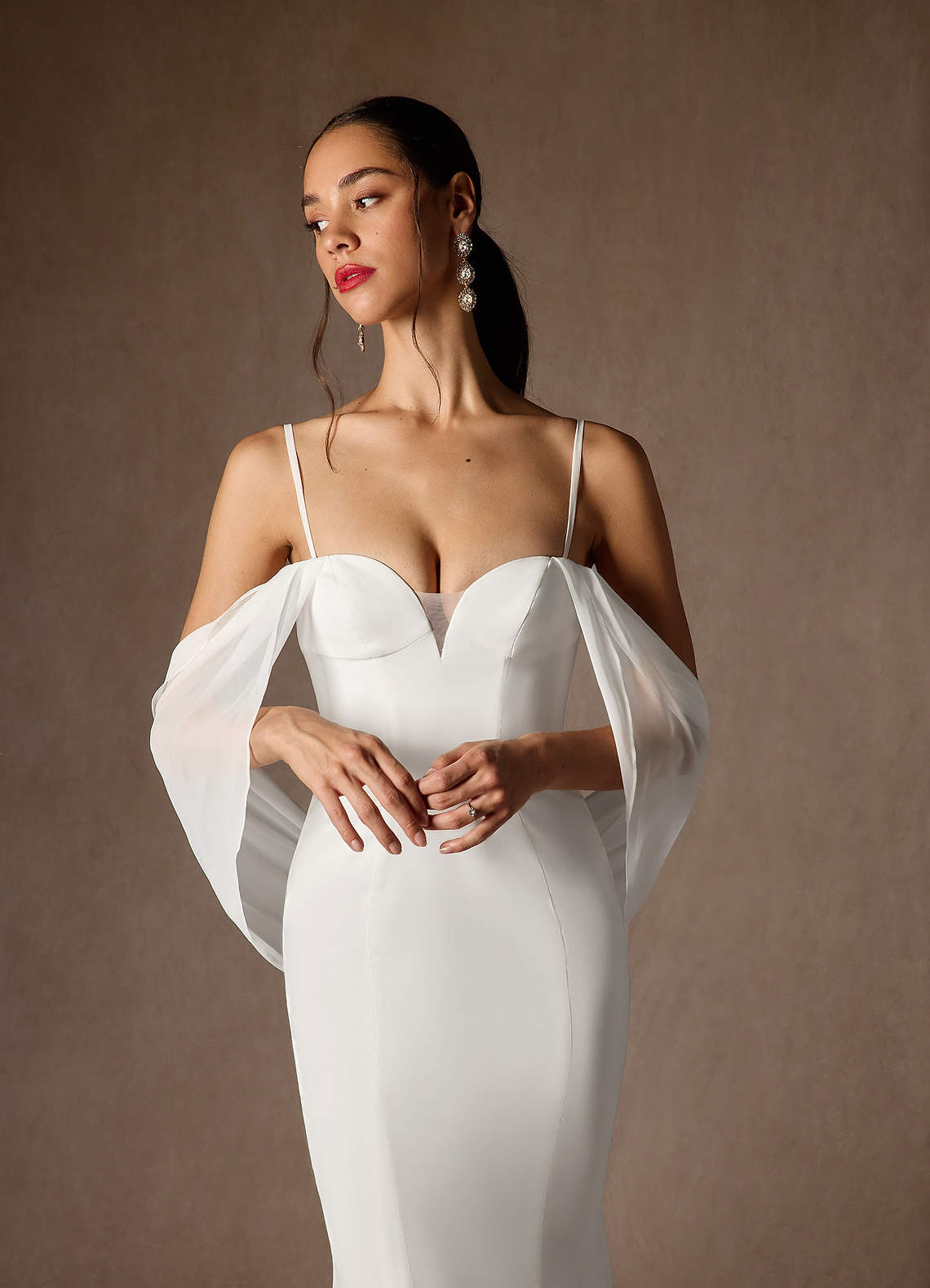 Diamond White Mermaid Off the Shoulder Chiffon Dress