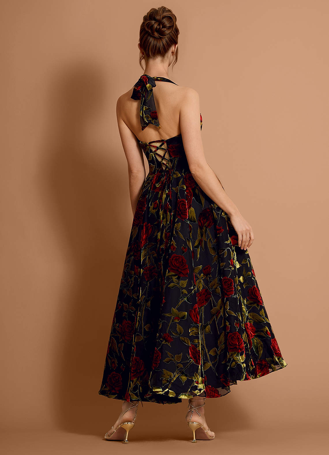 Anouk Black Multi Midi Dress  Dress