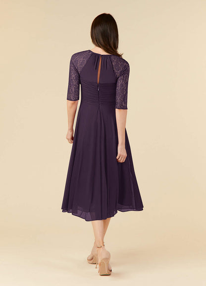 Plum A-Line Lace Dress