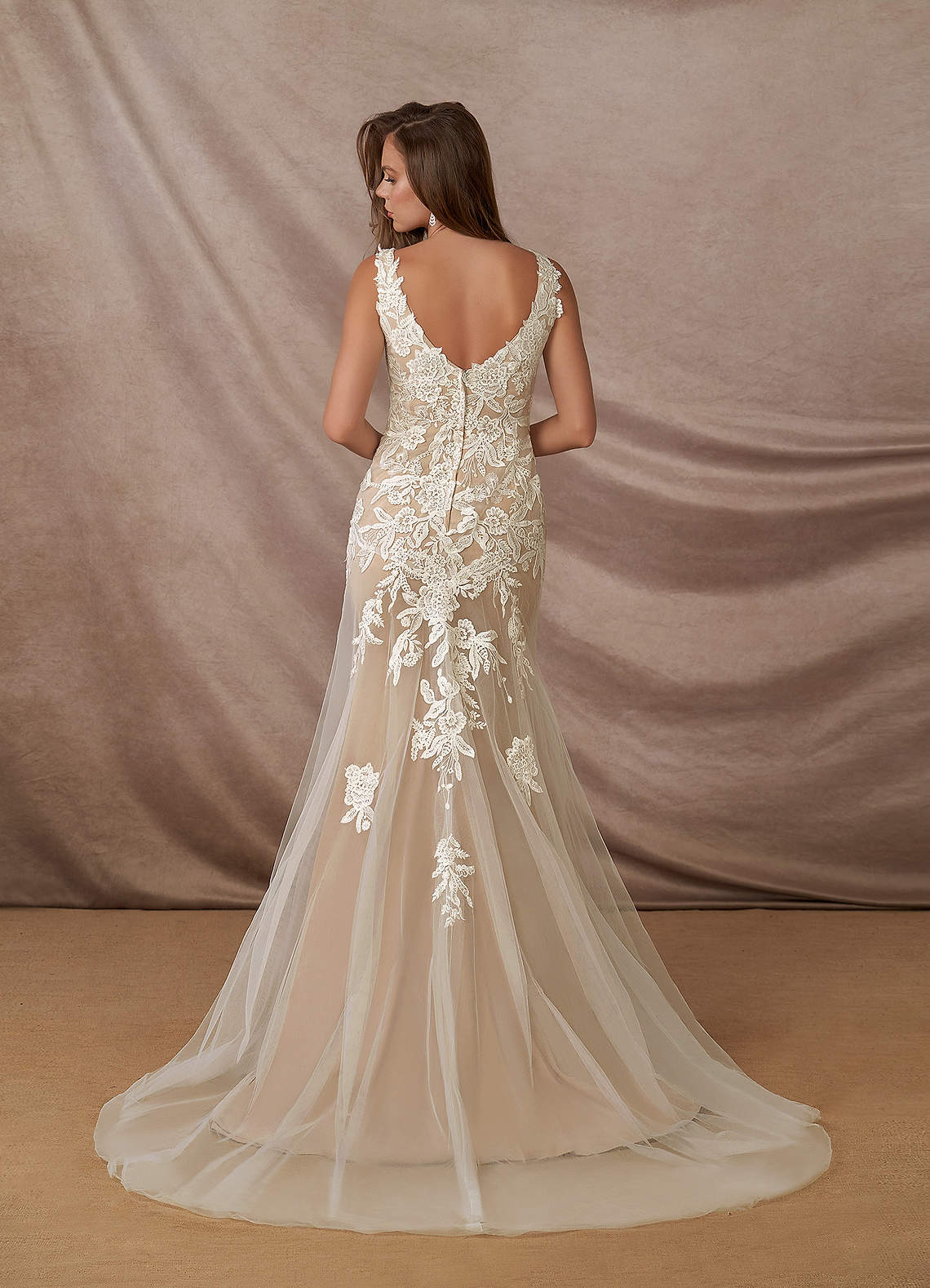 Diamond White Nude Sheath Sequins Tulle Dress