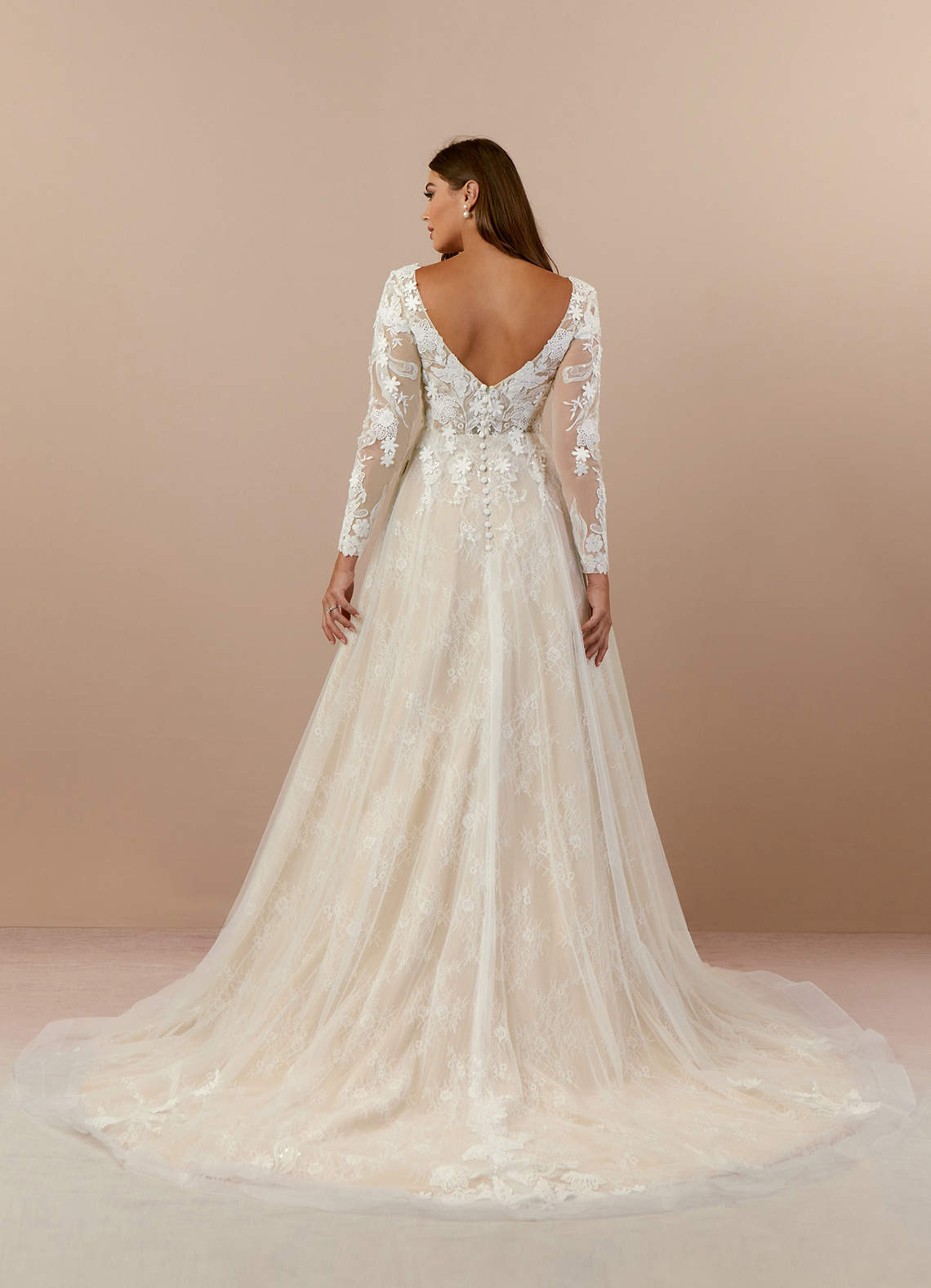 Diamond White Champagne A-Line V-Neck Sequins Tulle Dress