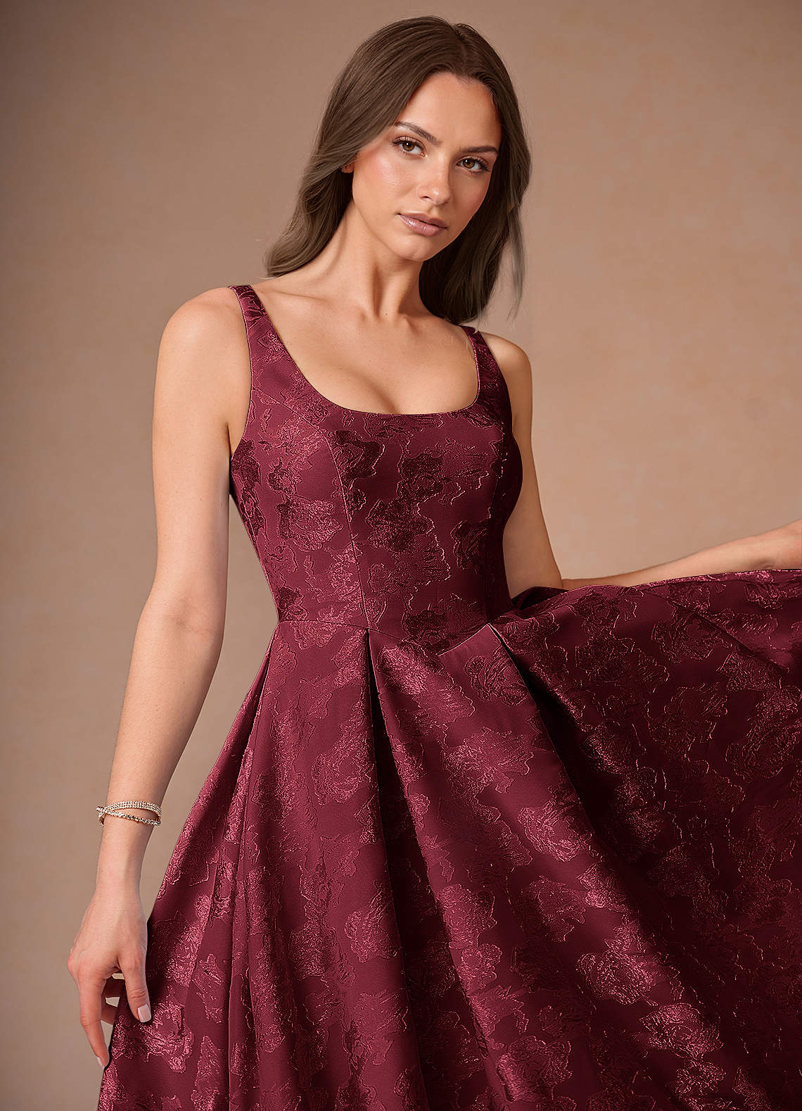 Briac Wine A-Line Midi Dress