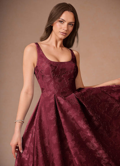Briac Wine A-Line Midi Dress