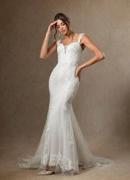 Diamond White Mermaid Sequins Satin Dress