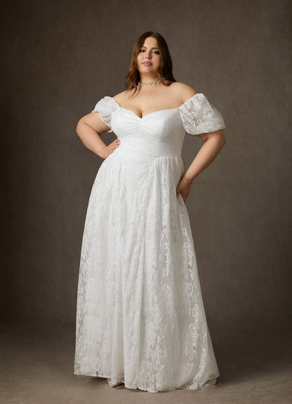 Diamond White A-Line Sweetheart Neckline Lace Dress